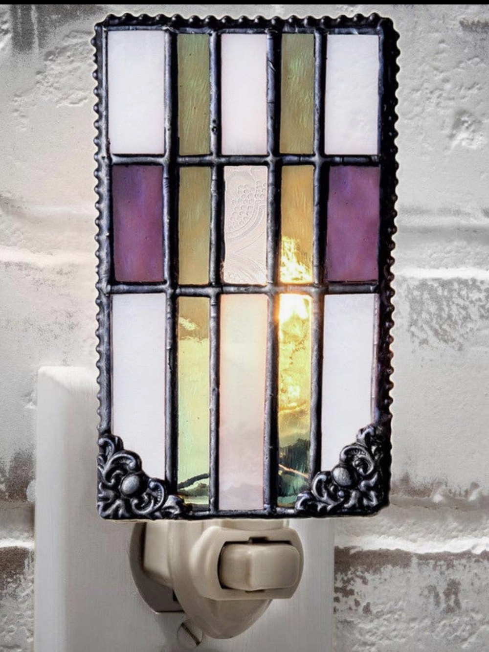 Stained Glass Night Light - Iridescent Pastel Panels